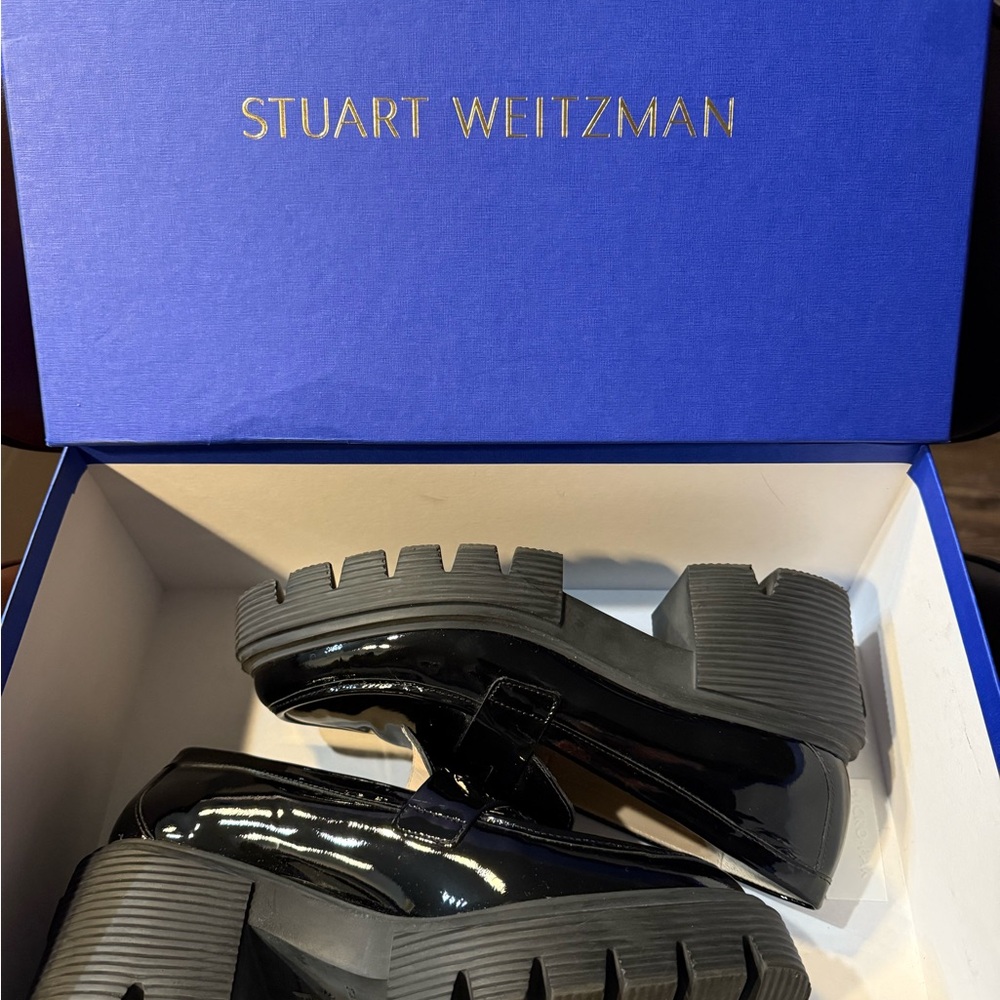 Glossy Black Loafers - Stuart Weitzman